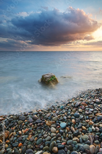 Sunset on the sea shore.