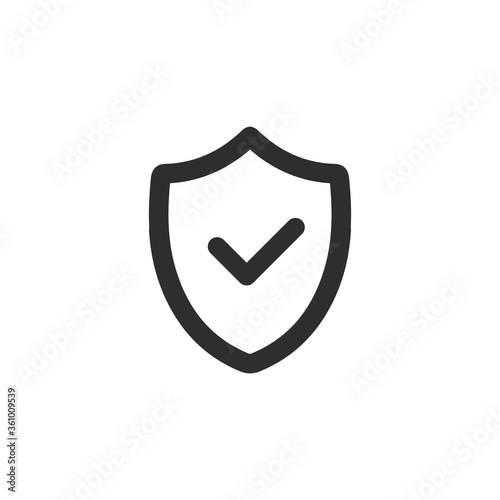 Shield with check mark icon, safety security symbol. privacy protection. Stock vector illustration isolated on white background.