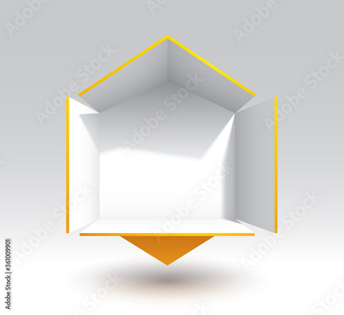Origami stand pin, orange (shadows are transparent)