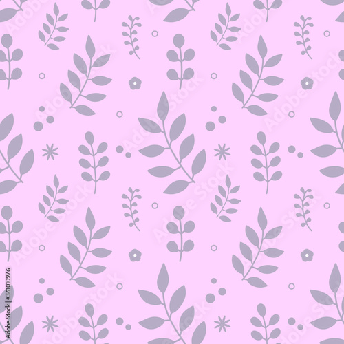 Seamless floral pattern with branches, leaves and flowers. Good for baby stuff, apparel, fabrics, wallpaper. 