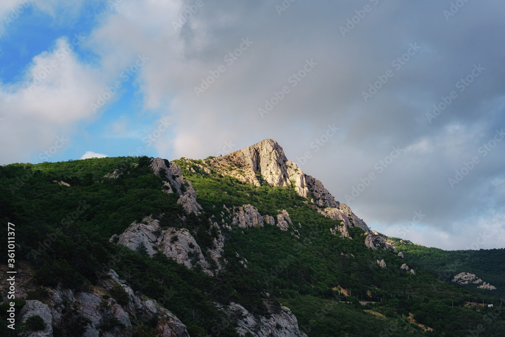 High mountain in evening time. Beautiful natural landscape