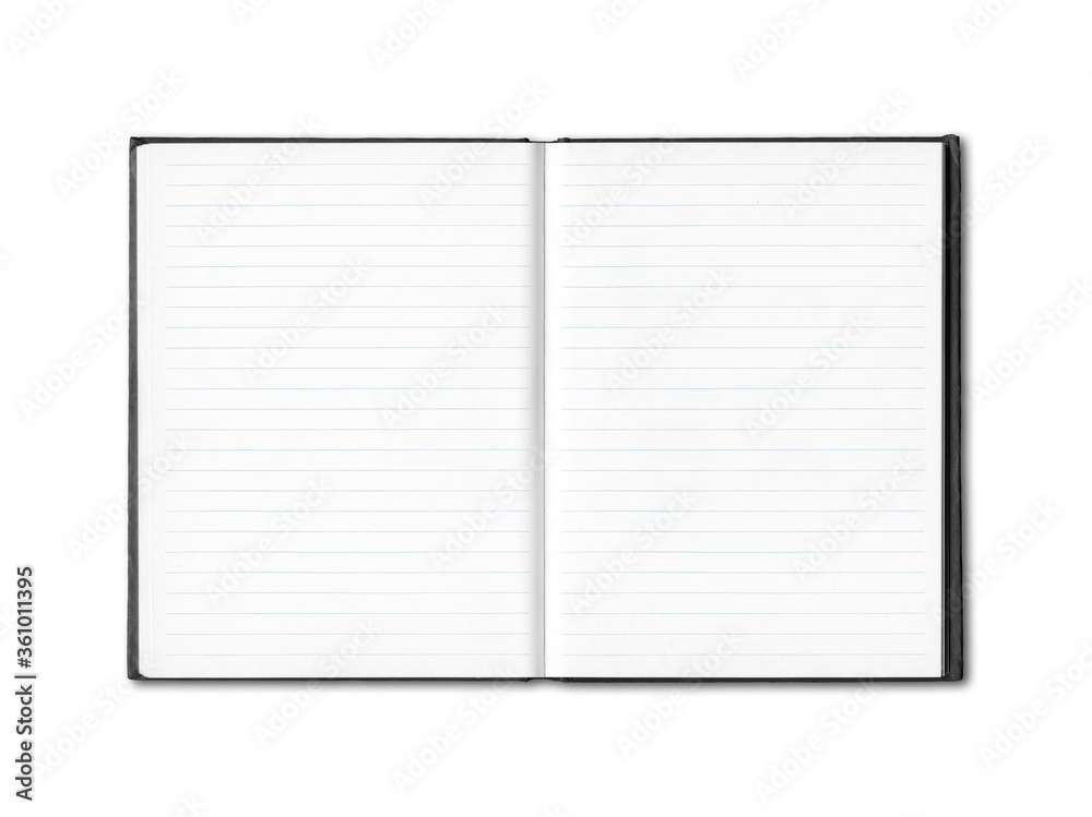 Blank open lined notebook isolated on white Blank open lined notebook isolated on white