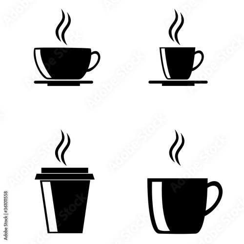 coffee cup icons set on white background 