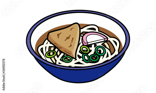 器に盛られた温かいきつねうどん