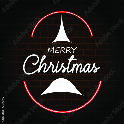 Merry Christmas Santa beard and hat in the red color background - vector illustration