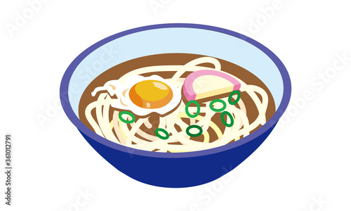 丼に盛りつけられた温かい月見うどん