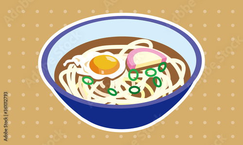 丼に盛りつけられた温かい月見うどん