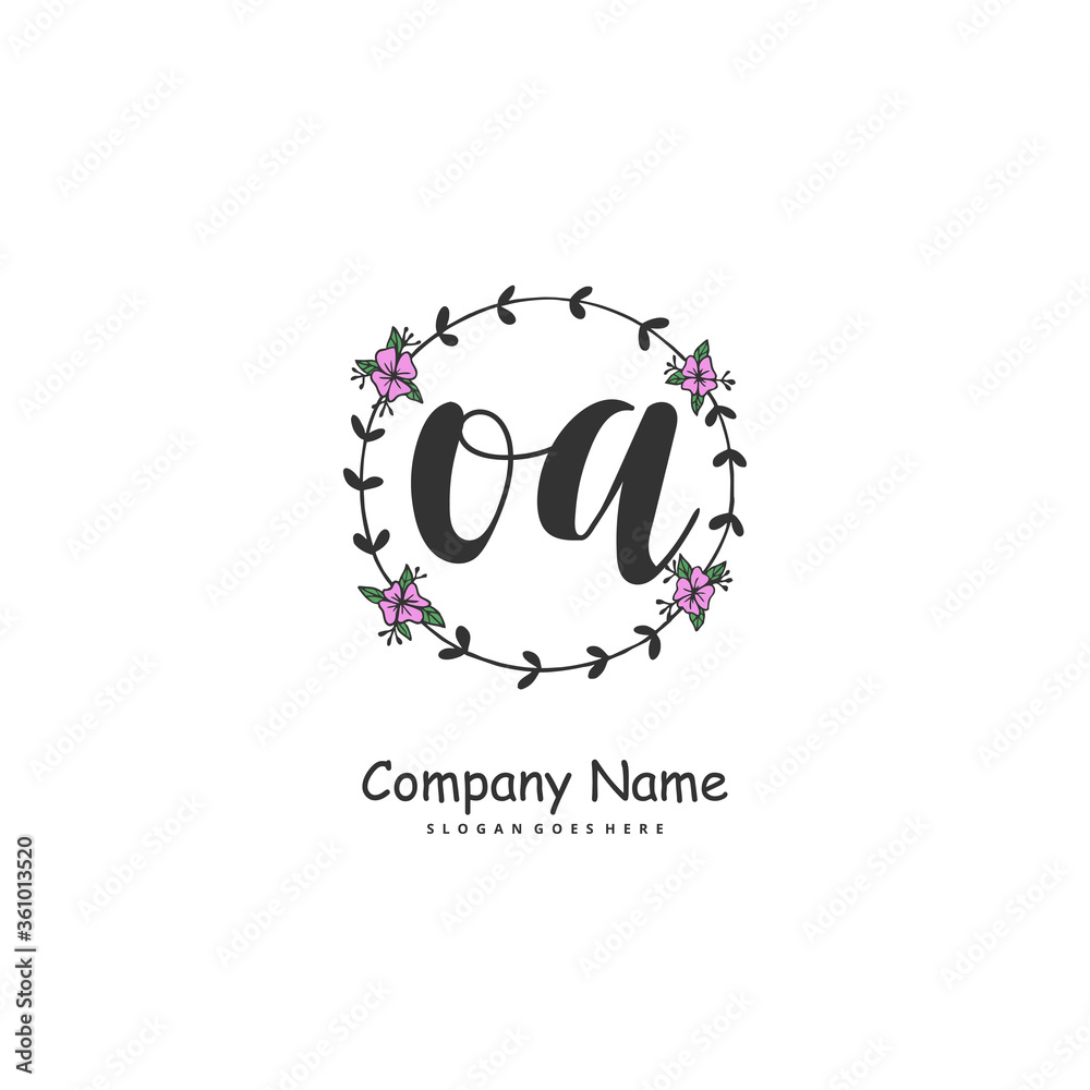 Obraz premium O A OA Initial handwriting and signature logo design with circle. Beautiful design handwritten logo for fashion, team, wedding, luxury logo.