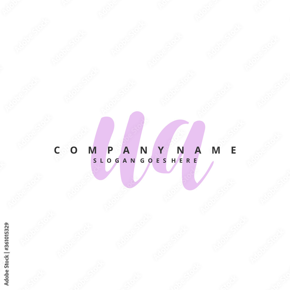 U A UA Initial handwriting and signature logo design with circle. Beautiful design handwritten logo for fashion, team, wedding, luxury logo.