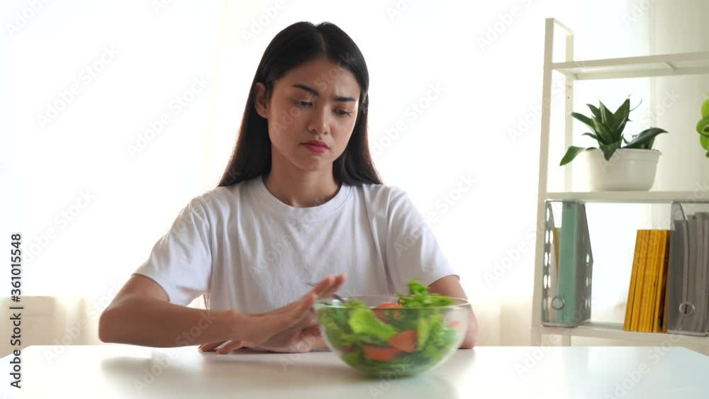 Asian women are tired of eating healthy food. Asian women are tired of eating healthy food.