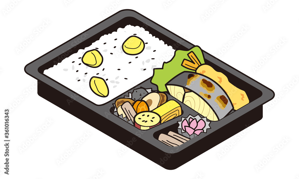 テイクアウト販売の鰆と栗ご飯のお弁当 テイクアウト販売の鰆と栗ご飯のお弁当