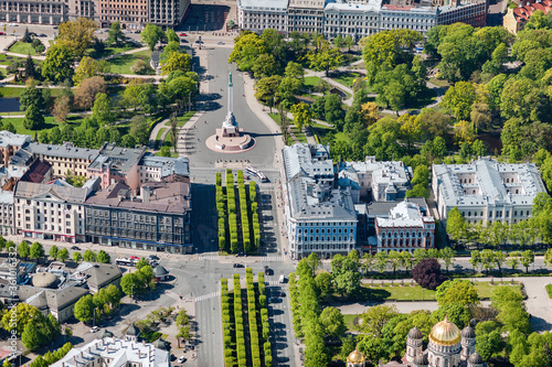 aerial view over the Riga city