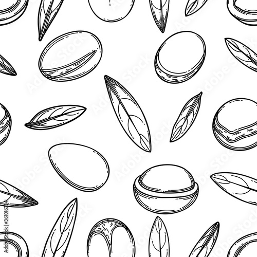 Seamless pattern of graphic argan plants. Vector design