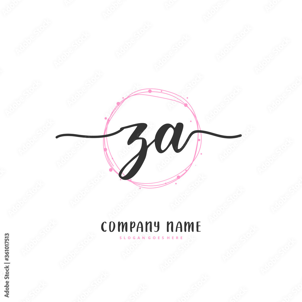 Z A ZA Initial handwriting and signature logo design with circle. Beautiful design handwritten logo for fashion, team, wedding, luxury logo. Z A ZA Initial handwriting and signature logo design with circle. Beautiful design handwritten logo for fashion, team, wedding, luxury logo.