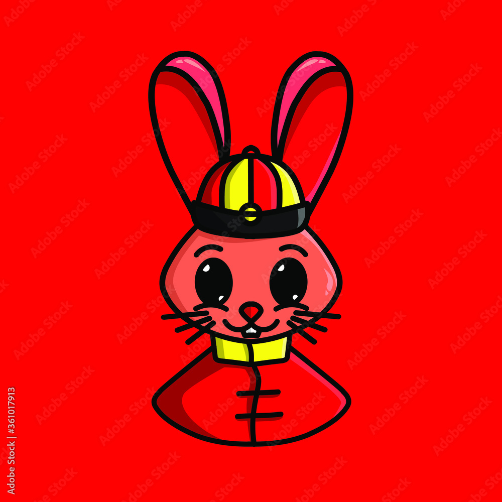 the rabbit bunny chinese zodiac sign symbol logo mascot on lunar new year
