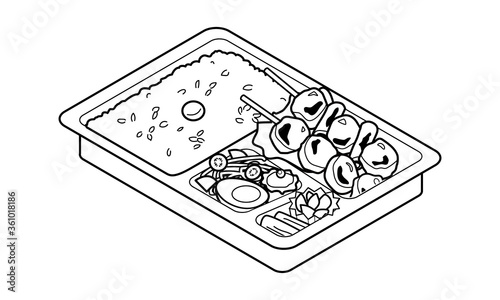 Japanese Yakitori bento on the market
