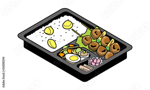 テイクアウト販売の焼鳥と栗ご飯のお弁当