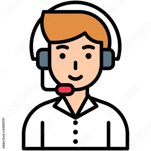 Man operator, Telecommuting or  remote work icon