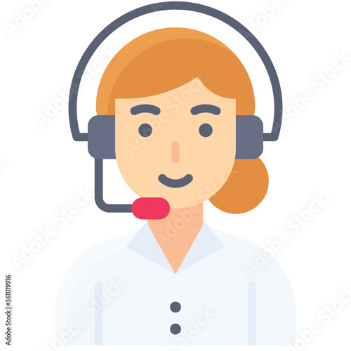 Woman operator, Telecommuting or  remote work icon