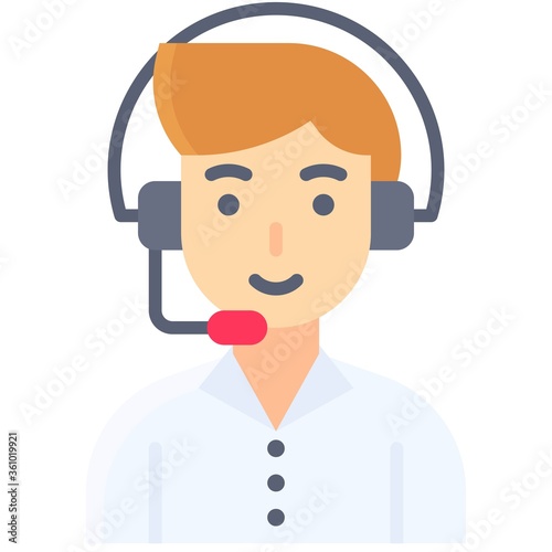 Man operator, Telecommuting or  remote work icon
