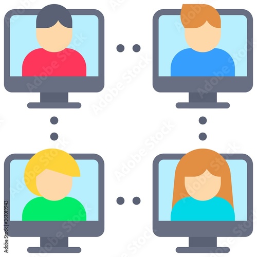 Network group, Telecommuting or  remote work icon