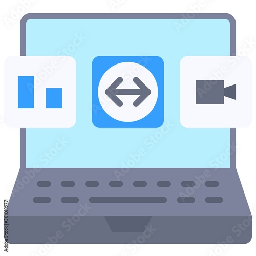 Application on laptop, Telecommuting or  remote work icon