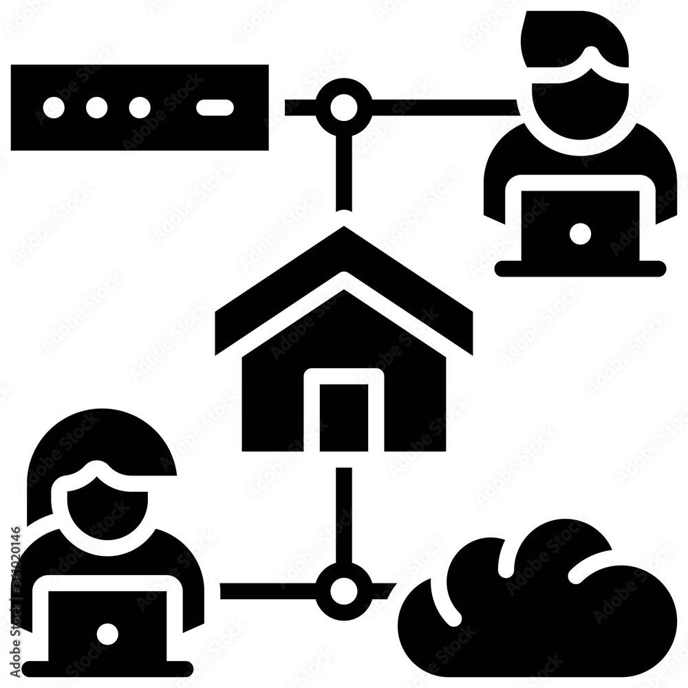 Cloud service, Telecommuting or remote work icon Cloud service, Telecommuting or remote work icon