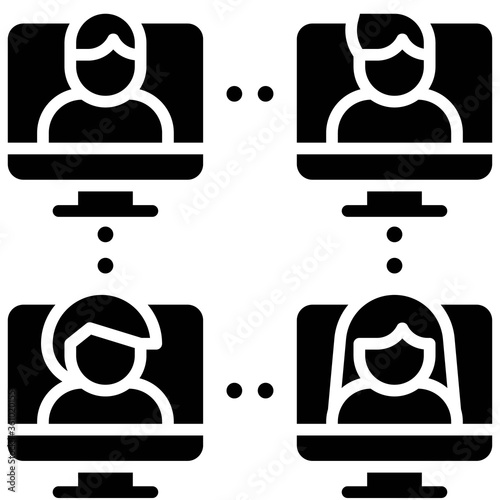 Network group, Telecommuting or  remote work icon