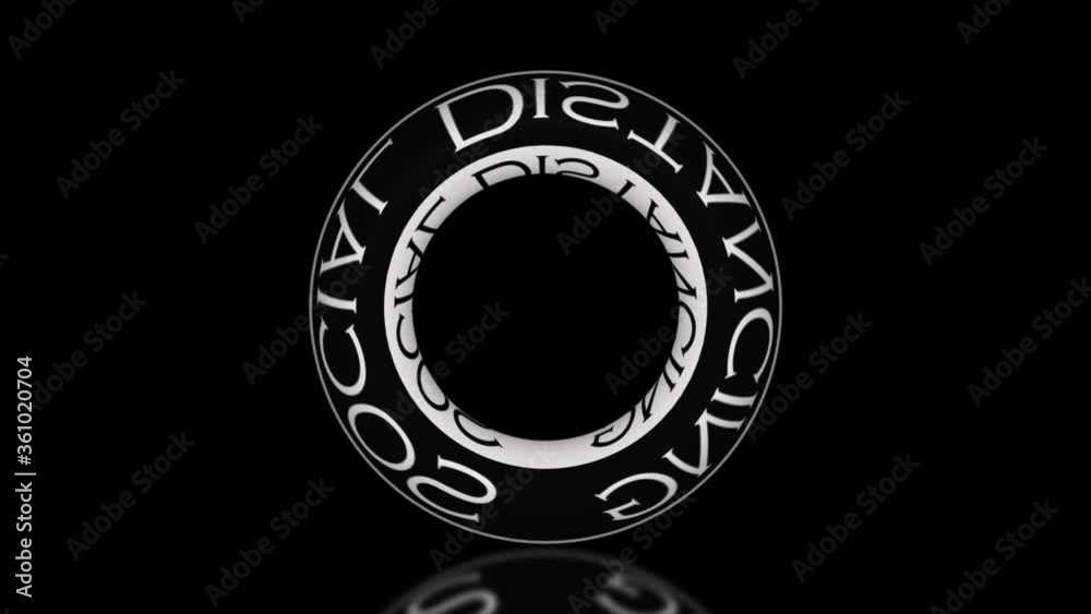 Abstract typographic text social distancing animation on black background. Abstract typographic text social distancing animation on black background.