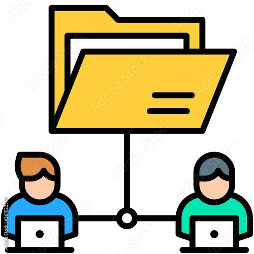 File sharing, Telecommuting or remote work icon, vector illustration
