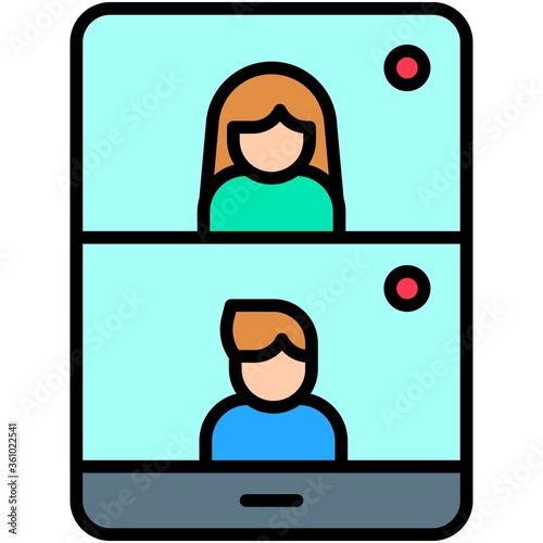 Videotelephony, Telecommuting or remote work icon, vector illustration