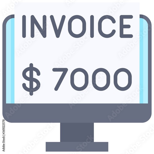 Invoice, Telecommuting or remote work icon, vector illustration