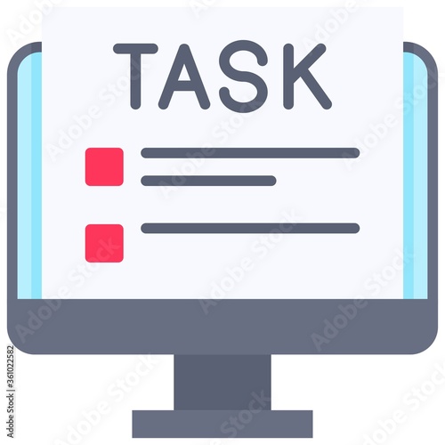 Task, Telecommuting or remote work icon, vector illustration