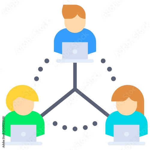 Network group, Telecommuting or remote work icon, vector illustration