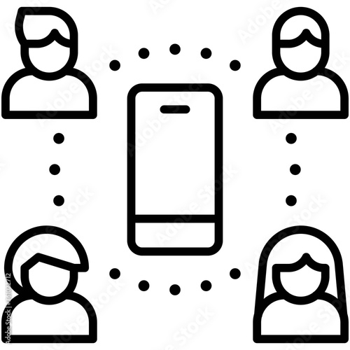 Mobile network, Telecommuting or remote work icon, vector illustration