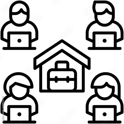 Home office, Telecommuting or remote work icon, vector illustration