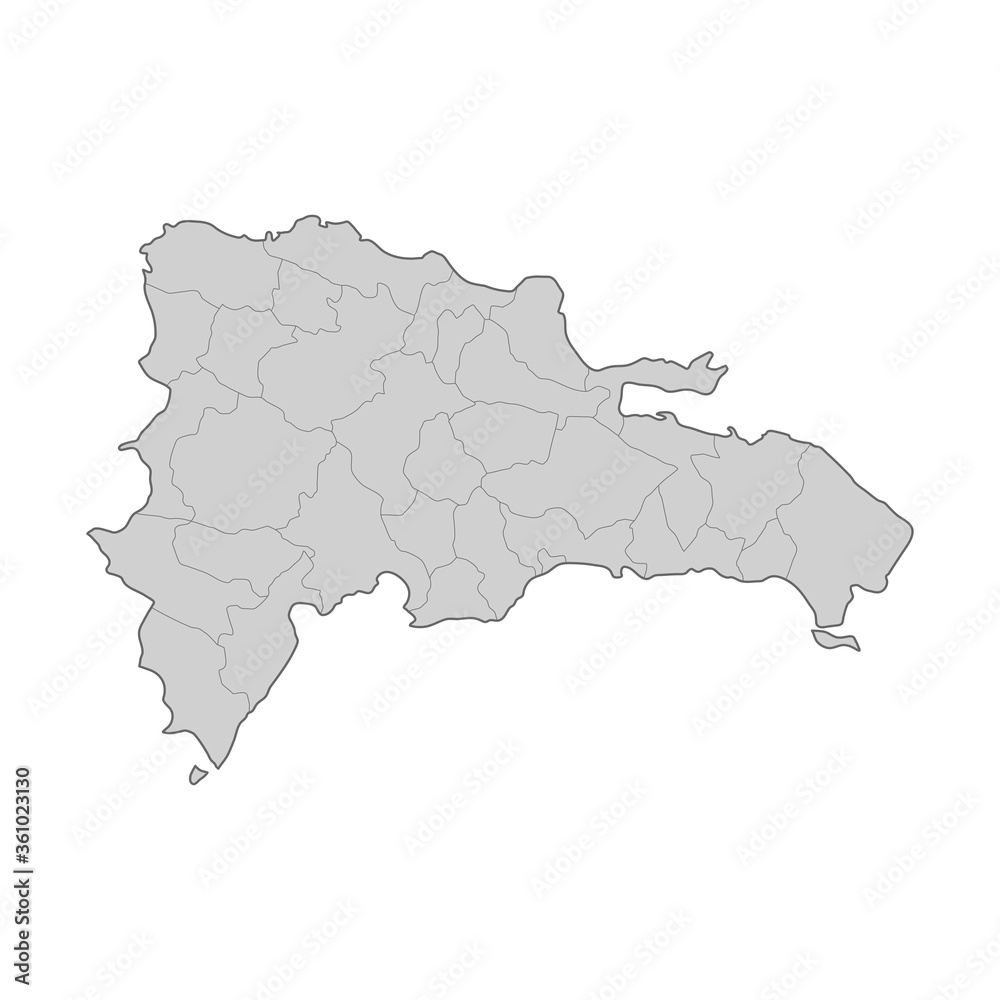 Map of Dominican Republic divided to regions. Outline map. Vector illustration. Map of Dominican Republic divided to regions. Outline map. Vector illustration.