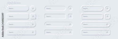 Set of Search bar form templates of neomorphic interface