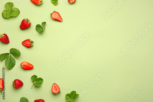 Fresh ripe strawberry on color background