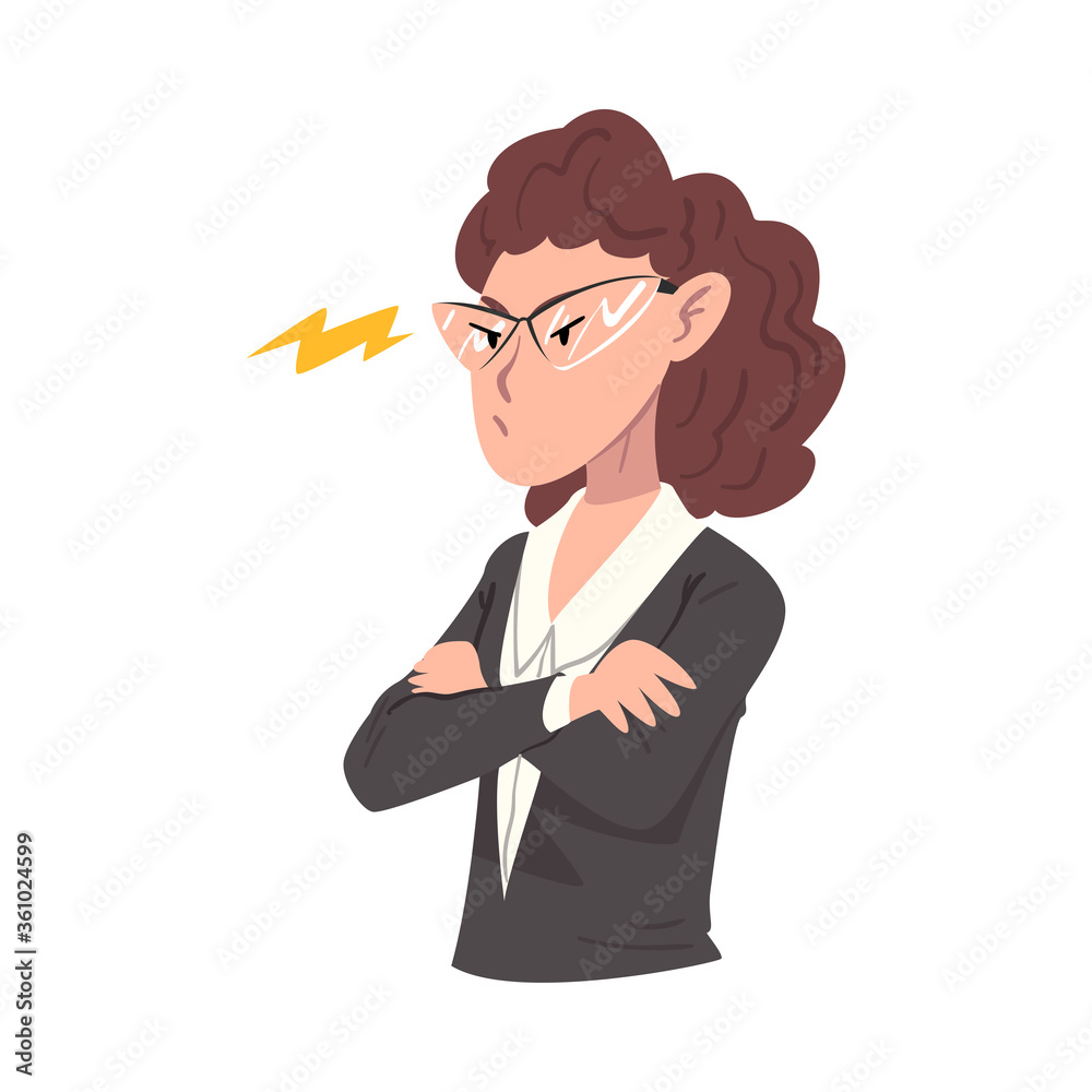Stressed Businesswoman with Folded Hands, Female Office Worker Working Hard Solving Business Problems Vector Illustration Stressed Businesswoman with Folded Hands, Female Office Worker Working Hard Solving Business Problems Vector Illustration