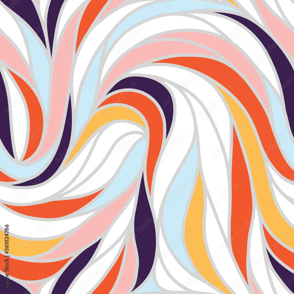 Colorful seamless striped pattern. Wavy stylish abstract background.