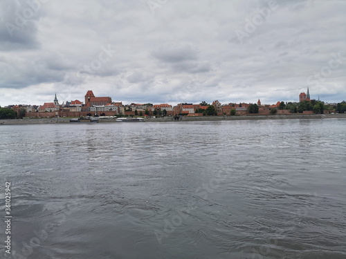 Torun Poland. View of the old city of Torun from the other side of the Vistula.