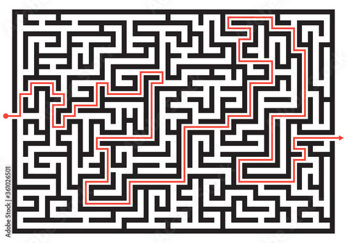 Labyrinth game. Maze or puzzle design. Find the way and right solution for exit. Vector illustration.