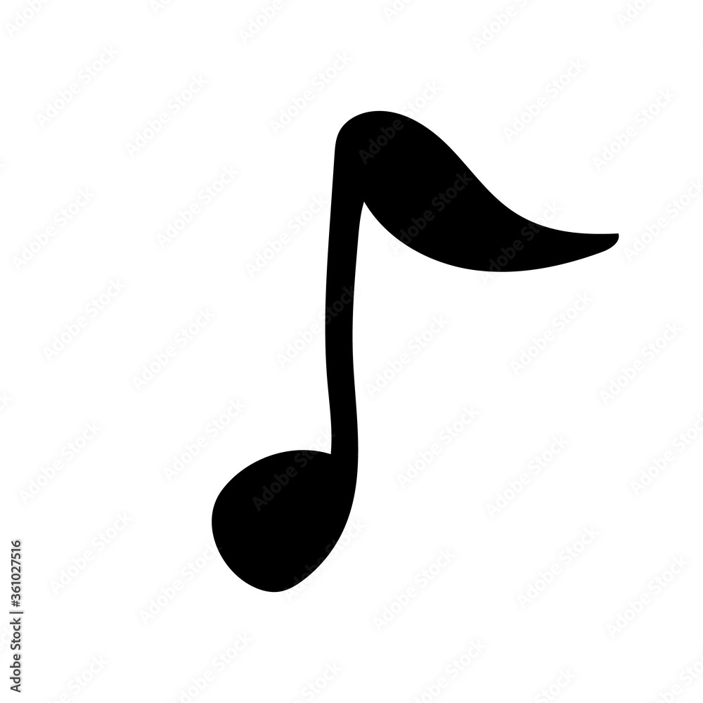 Music note in black and white, isolated simple hand drawn vector illustration in doodle style Music note in black and white, isolated simple hand drawn vector illustration in doodle style