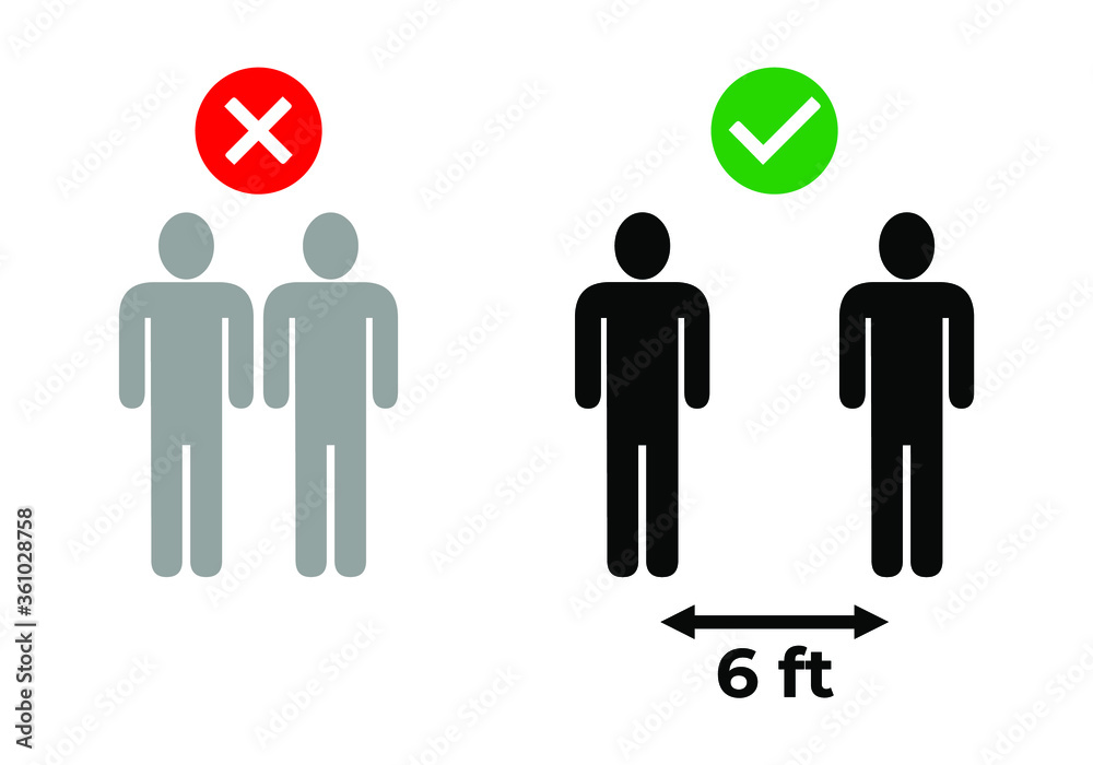 man and woman wearing mask with cross and check mark, caution to wearing face mask man and woman wearing mask with cross and check mark, caution to wearing face mask