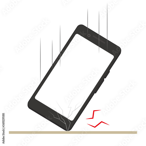 スマートフォン落下、破損