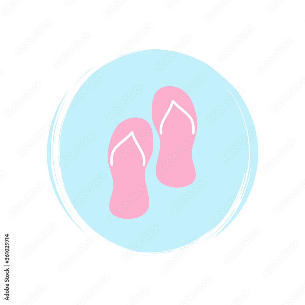 Flip flop icon logo vector illustration on circle with brush texture for social media story highlight Flip flop icon logo vector illustration on circle with brush texture for social media story highlight