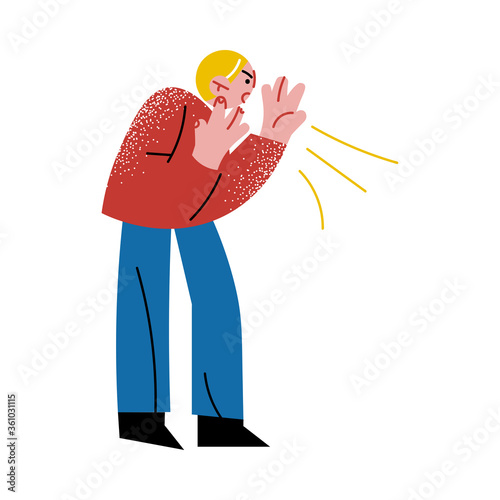 Angry man shouting and bullying another person