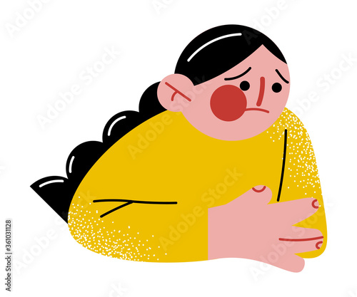 Little afraid girl feeling depressed of bullying