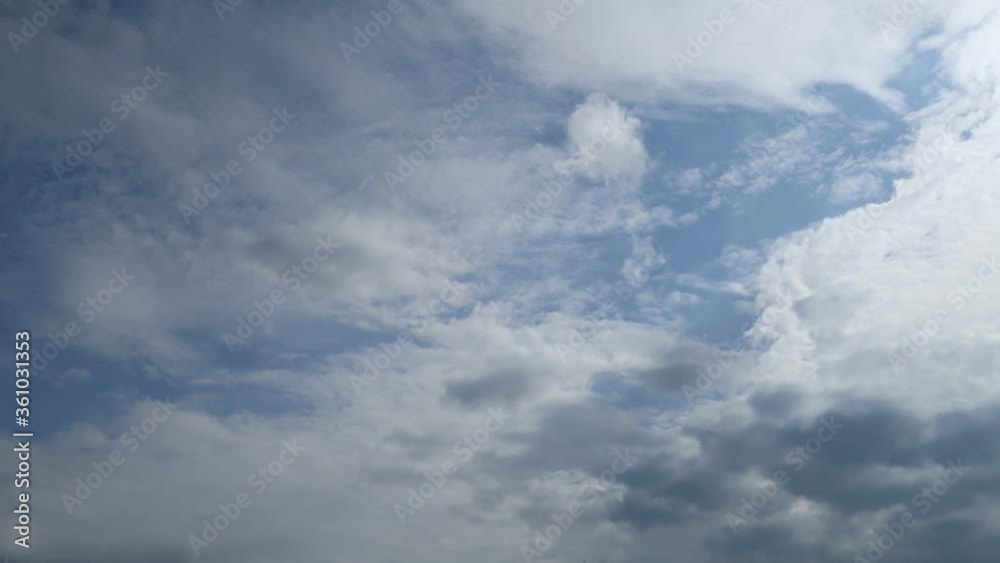 TimeLapse of Dramatic puffy fluffy white & dark gray cloud or cumulus cloudscape before thunderstorm or heavy rain on sunny daylight horizon in tropical summer climate season at daylight sunshine day TimeLapse of Dramatic puffy fluffy white & dark gray cloud or cumulus cloudscape before thunderstorm or heavy rain on sunny daylight horizon in tropical summer climate season at daylight sunshine day